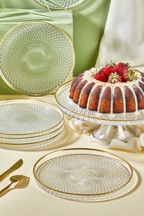 Hermia Mina Set de Platos de Postre con Soporte, 7 Piezas Hermia Mina Set de Platos de Postre con Soporte, 7 Piezas